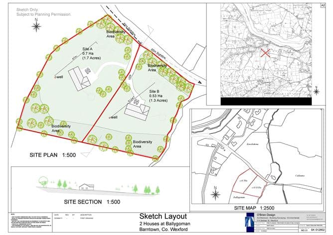 Site A c. 1.7 Acre Site & Site B c. 1.3 Acre Site at Ballygoman, Barntown, Wexford