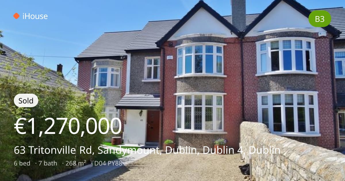 Sold for €1,270,000 — 63 Tritonville Rd, Sandymount, Dublin, Dublin 4 ...